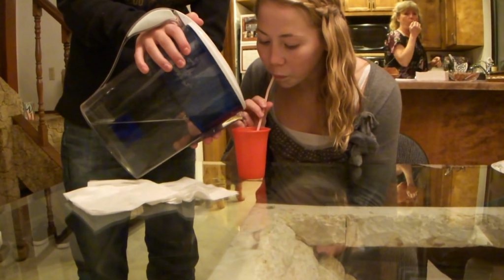Lexi pukes from drinking water at mema's (FullHD-1080p) img 1