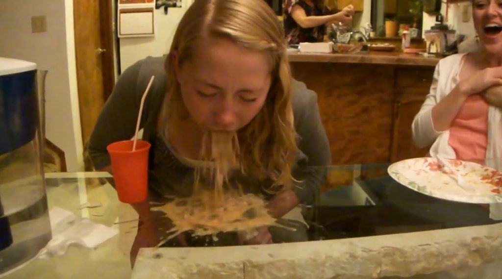 Lexi pukes from drinking water at mema's (FullHD-1080p) img 3