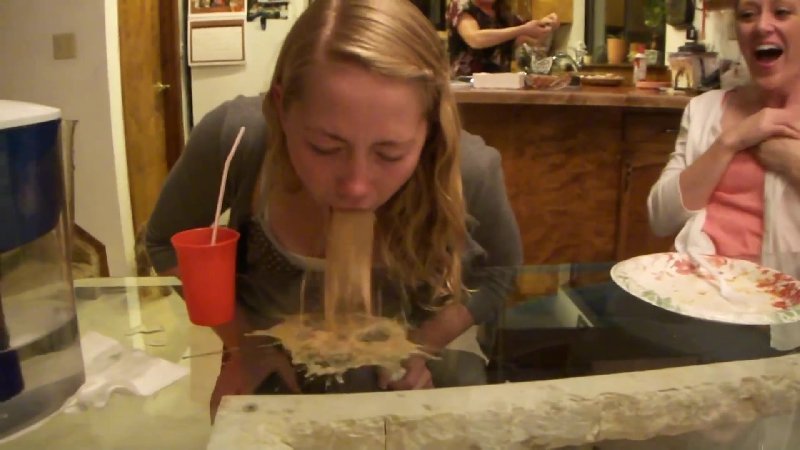 Lexi pukes from drinking water at mema's