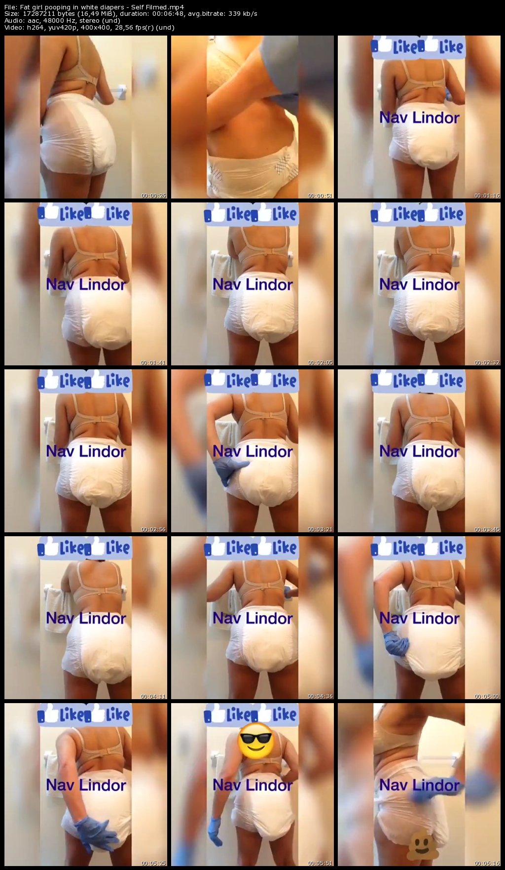 Fat girl pooping in white diapers - Self Filmed