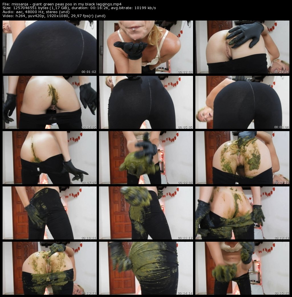 Big Naturals Tits Black Self Shit - 03.05.2020 Miss Anja â€“ Giant Green Peas Poo In My Black Leggings -  Professional Scat Porn