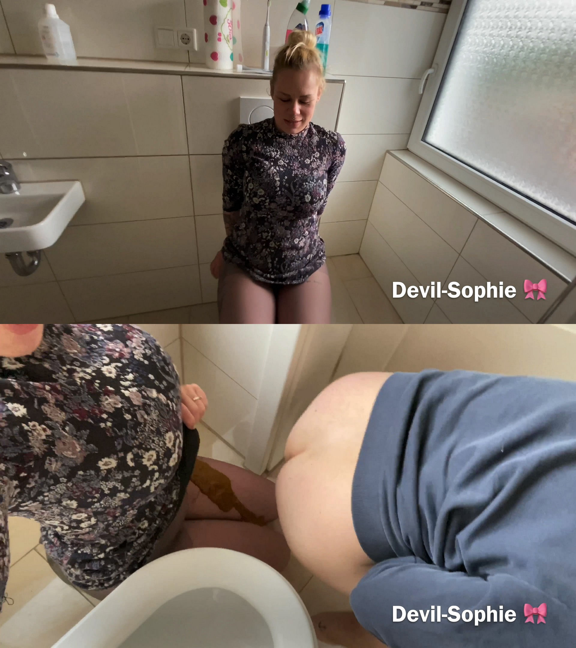 Come and shit on my nylon tights – violent diarrhea starring in video Devil Sophie ($24.99 ScatShop)