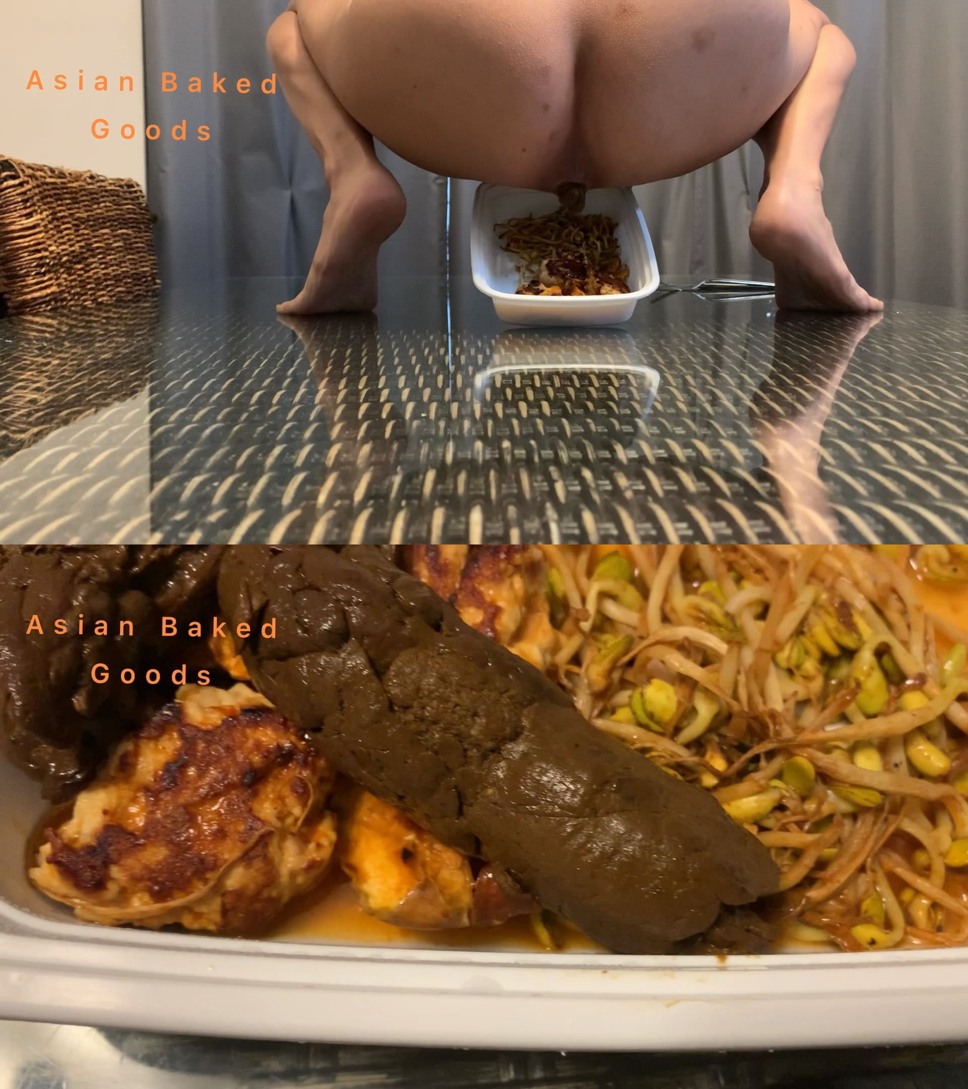 Naked cooking Orange Chicken and shitting starring in video Marinayam19 ($12.99 ScatShop)