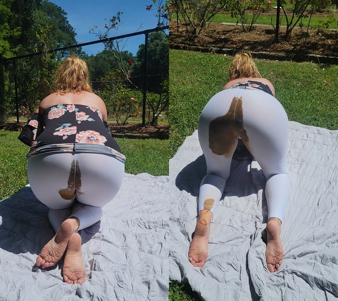 Huge mess in white leggings at the park  Messylexi ($14.99 ScatShop)